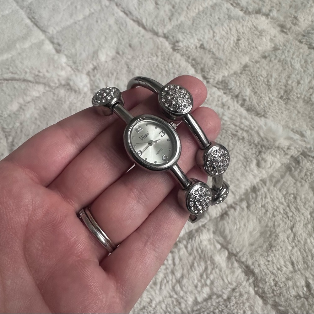 Vivani | Silver Rhinestone Watch and Bracelet Set | Adult One Size - Picture 5 of 7